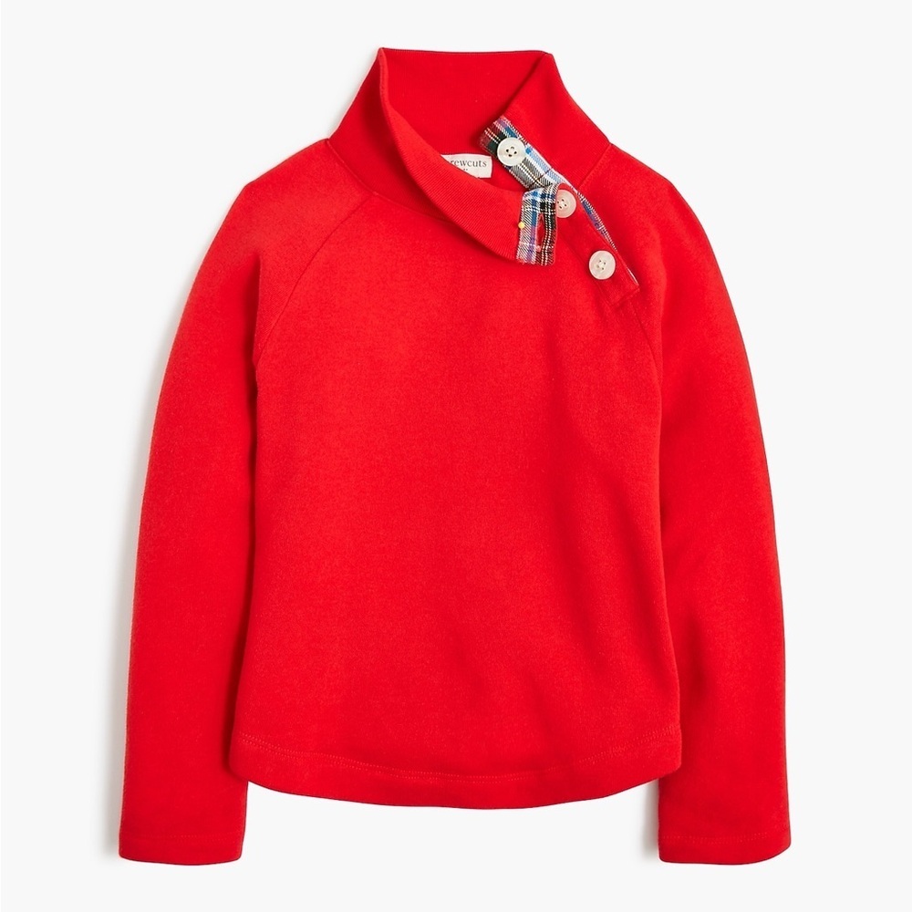 J.Crew Crewcuts Girls Button Neck Pullover Red NWT